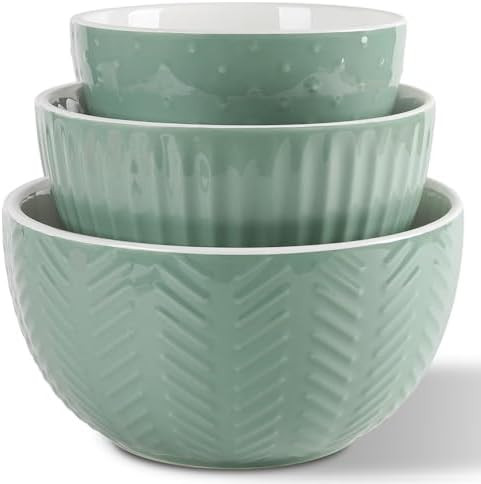 HAPPY KIT Ceramic Mixing Bowls Set, Serving Bowls Set For Kitchen,Large 5/3/1.5 Quart Bowl Set of... | Amazon (US)