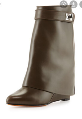 $1750 Givenchy Leather Shark Tooth Lock Foldover Wedge Heel Bootie Boot 36.5 | eBay US