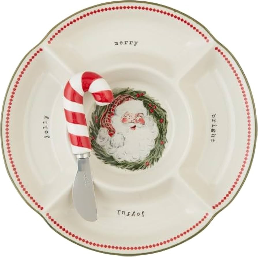 Mud Pie Santa Divided Platter; server 10 1/2" | spreader 5 1/2" | Amazon (US)