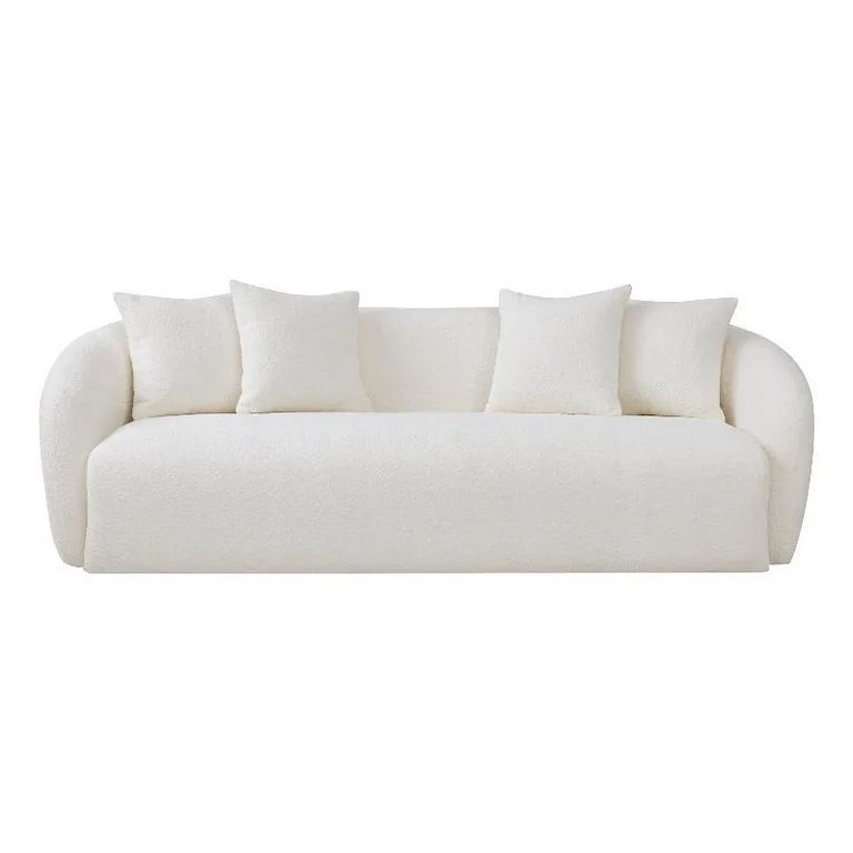 Lidar Modern Japandi Style Tight Back Boucle Fabric Couch in Cream - Walmart.com | Walmart (US)