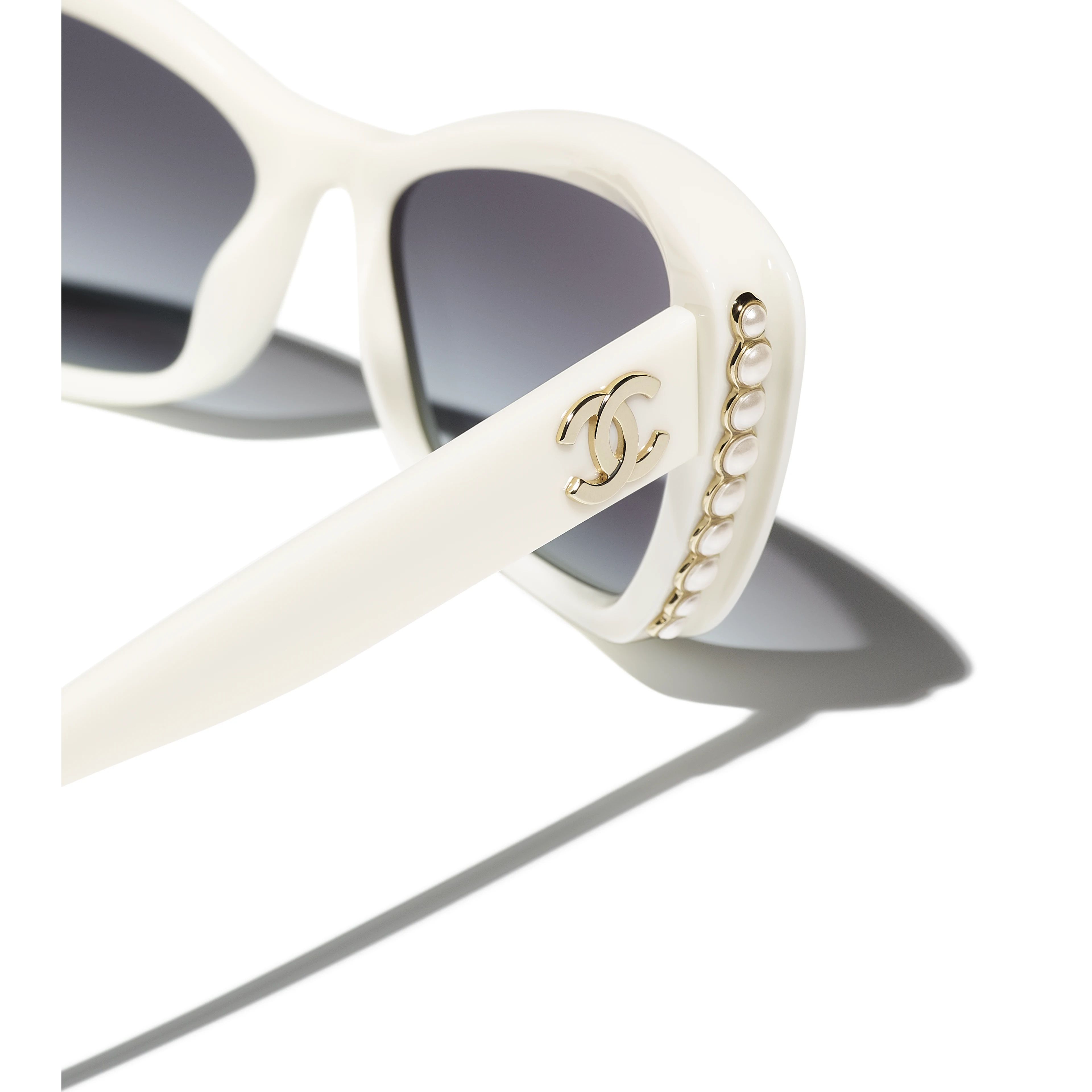 Sunglasses: Cat Eye Sunglasses, acetate & glass pearls — Fashion | CHANEL | Chanel, Inc. (US)