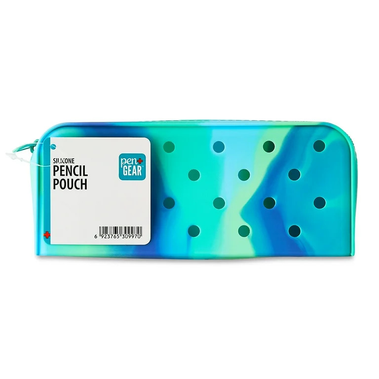 Pen+Gear Swirl Silicone Pencil Pouch, Blue and Green, for Students | Walmart (US)