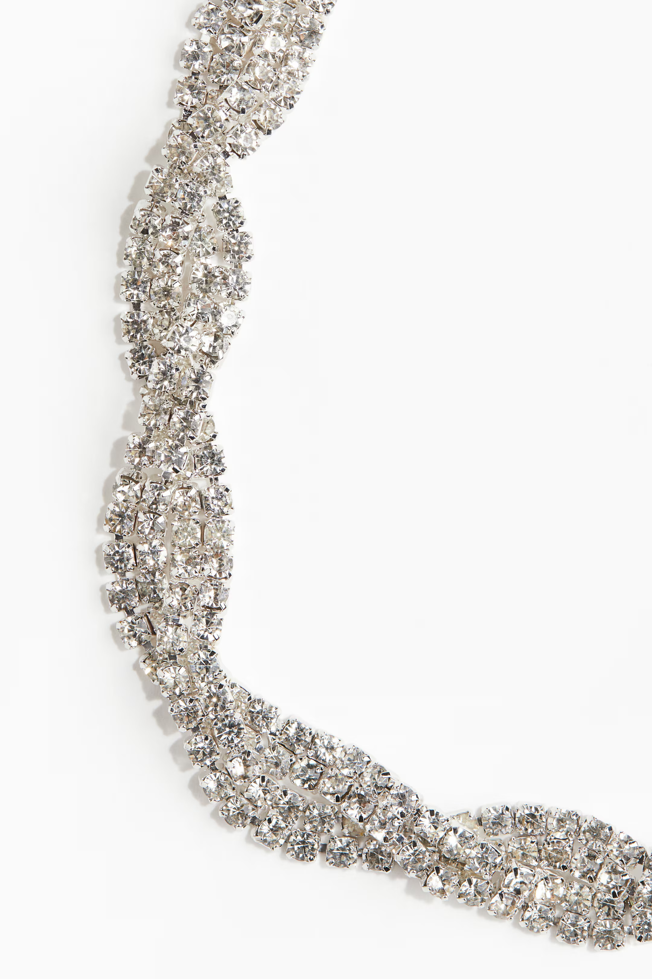 Short rhinestone necklace - Silver-coloured - Ladies | H&M GB | H&M (UK, MY, IN, SG, PH, TW, HK)