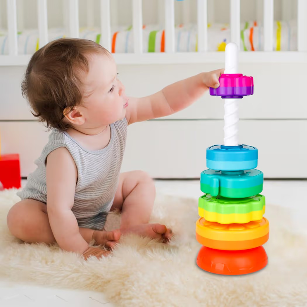 LBAIBB Spin Stack Toys,Baby Spinning Toy ABS Plastic and Color Rainbow Design,Focus on Children E... | Amazon (US)