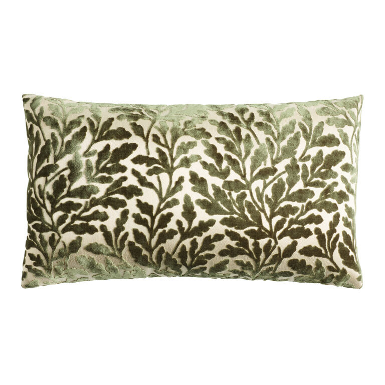 Velvet Burnout Jacquard Leaves Lumbar Pillow | World Market