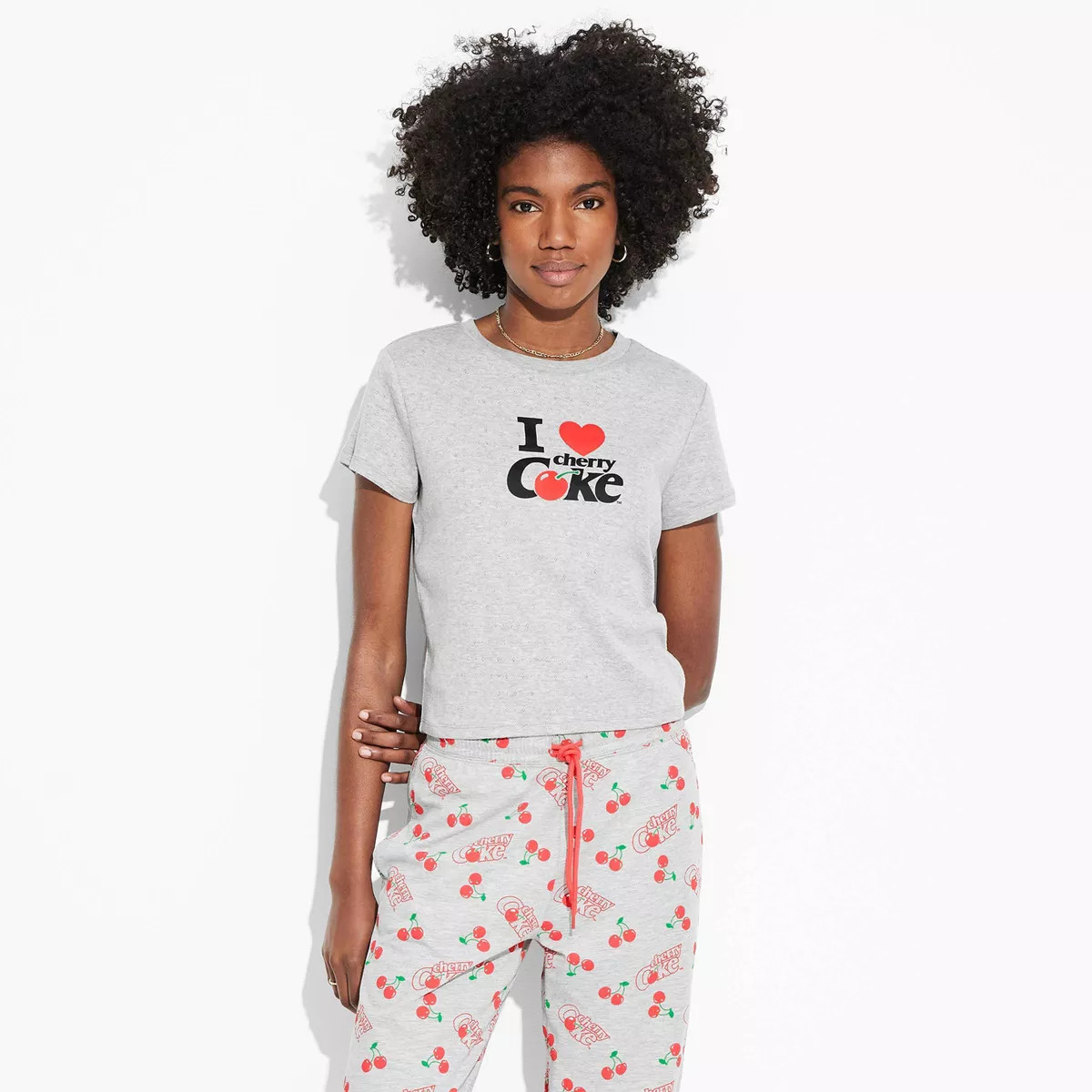 Women's "I Heart Cherry Coke" Short Sleeve Graphic Baby T-Shirt - Gray | Target