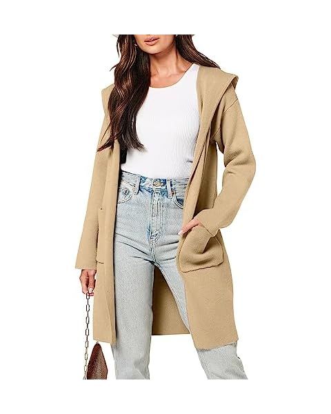 ANRABESS Cardigan for Women Open Front Oversized Hoodie Sweater Coat Casual Pockets Knit Coatigan... | Amazon (US)