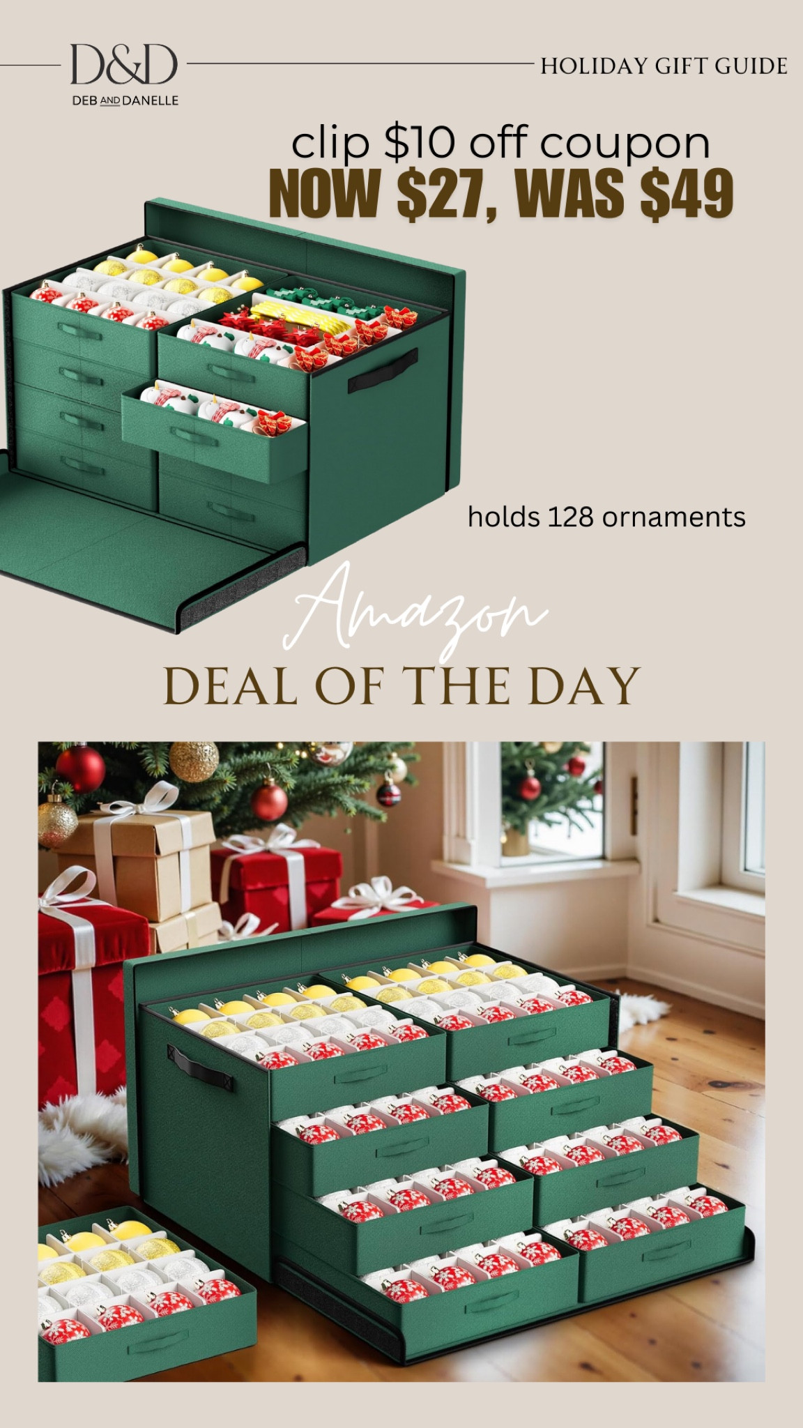 There is a great deal on this ornament storage box with pull-out drawers. It will hold 128 3” ornaments. 

#LTKSeasonal #LTKHoliday #LTKSaleAlert