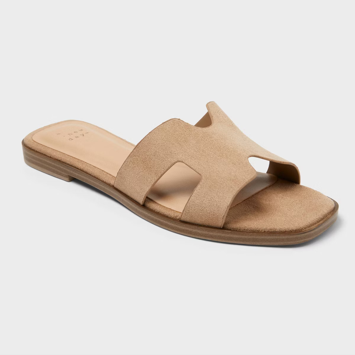 Women’s Nina Faux Suede Sandals with Memory Foam Insole - A New Day™ Light Taupe | Target