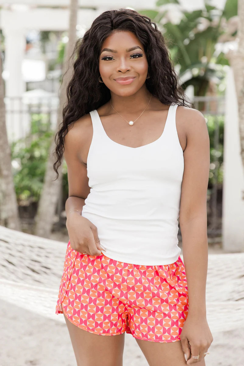 Miles Ahead Full Length White V-Neck Tank Bra Top | Pink Lily