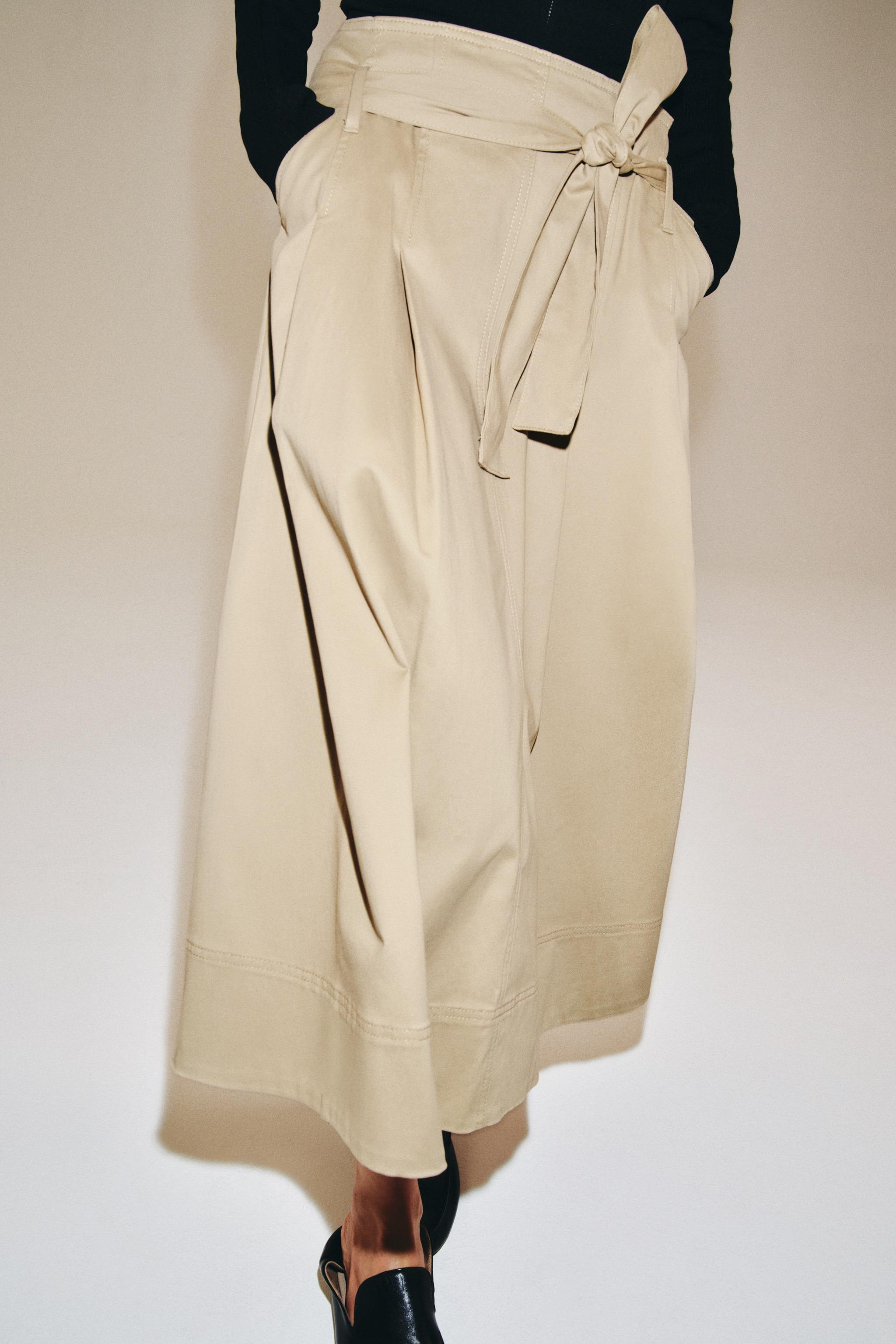 ZW COLLECTION BELTED MIDI SKIRT | Zara US