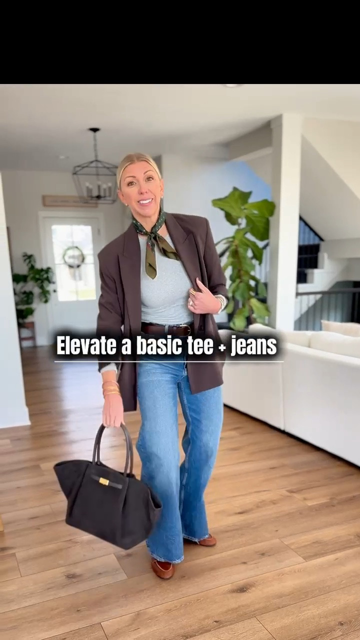 Here’s how I elevate a basic tee without overthinking it 👇 I start with a great foundation . Then I add pieces that bring texture and structure: a silk neck scarf for polish, a belt to define the waist, loafers to ground the look, and a tailored blazer to pull it all together. Everything is from Zara, which makes this look super affordable but still elevated. It’s proof that styling — not spending — makes the outfit. 

Designer look for less jeans from Zara. These remind me of the Citizens “Ayla” jeans that are a fraction of the price.. They are 100% cotton so if you’re between sizes I would go up one they will continue to break in with where.

#LTKStyleTip #LTKOver40 #LTKSeasonal