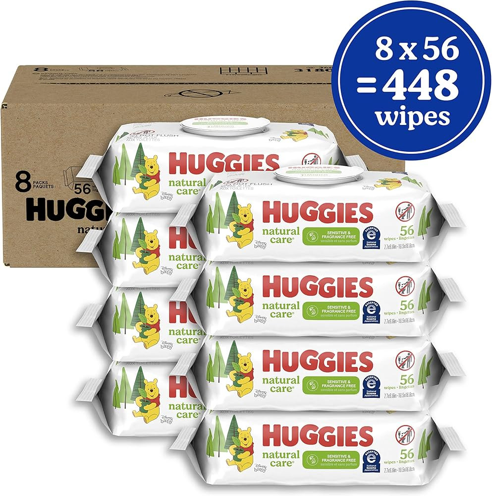 Huggies Natural Care Sensitive Baby Wipes, Unscented, Hypoallergenic, 99% Purified Water, 8 Flip-... | Amazon (US)