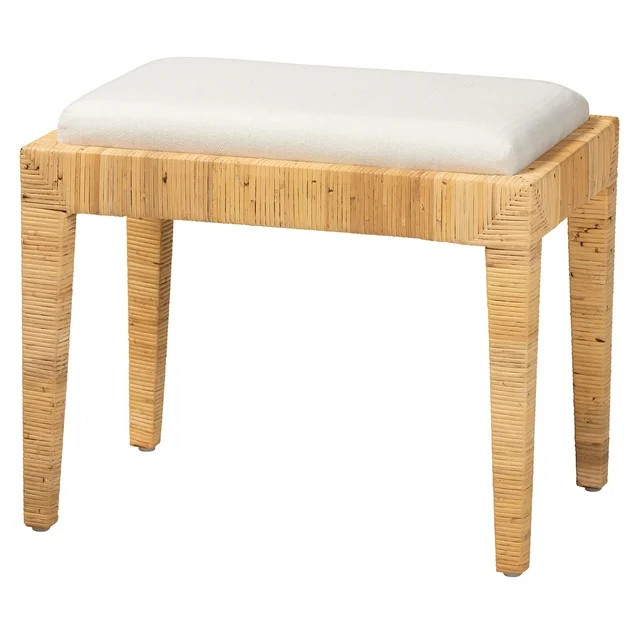 bali & pari Sofia Rattan and Mahogany wood BOHO Ottoman, Natural Brown - Walmart.com | Walmart (US)