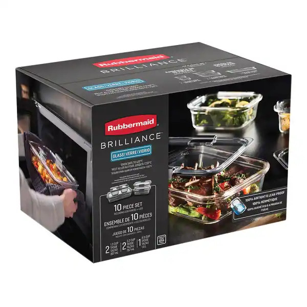 Rubbermaid Brilliance Glass Food Storage Containers, 10-Piece Set | Bed Bath & Beyond