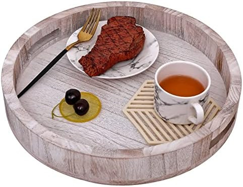 Rustic Round Tray Decorative Tray,Tea & Coffee Table Decorative Serving Tray,Food Storage Platter... | Amazon (US)