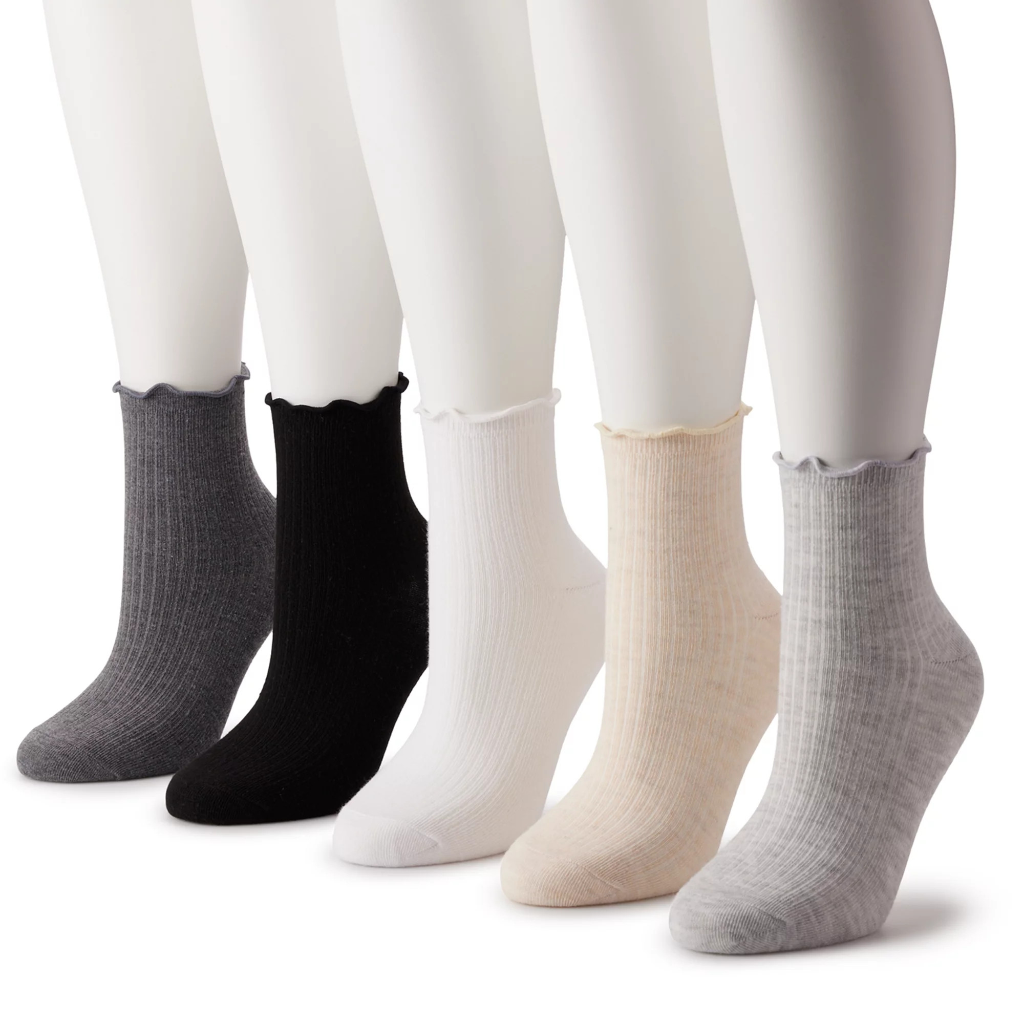 Women's Sonoma Goods For Life® 5-Pack Lettuce Edge Ankle Socks | Kohl's