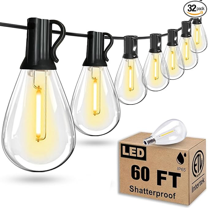 Tenmiro 60FT Outdoor String Lights, Waterproof 16+1 Edison Shatterproof Bulbs Led Outside Patio L... | Amazon (US)