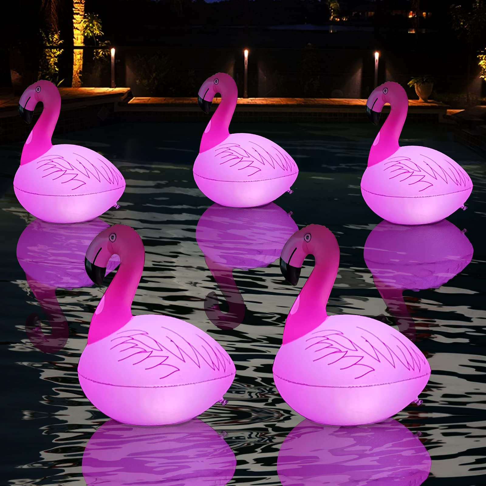 Rukars Flamingo Floating Pool Lights, Waterproof Inflatable Solar Pool Lights for Swimming Pool, ... | Amazon (US)