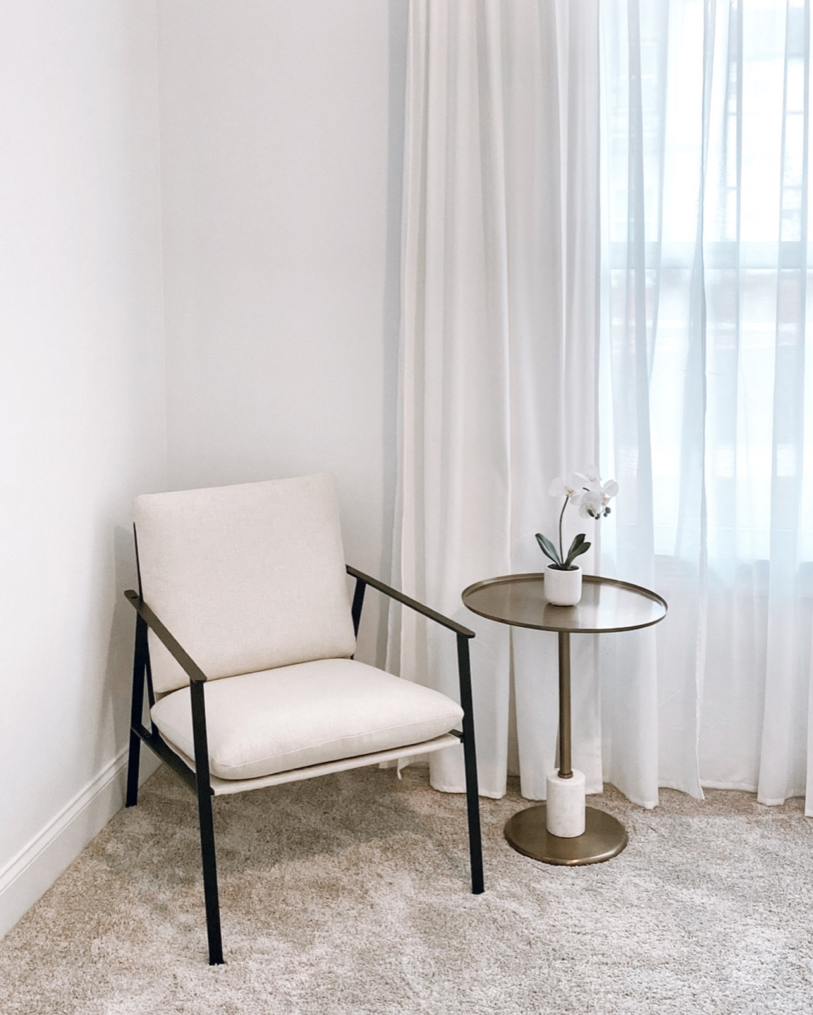 Guestroom accent chair and marble side table 

#LTKFind #LTKsalealert #LTKhome