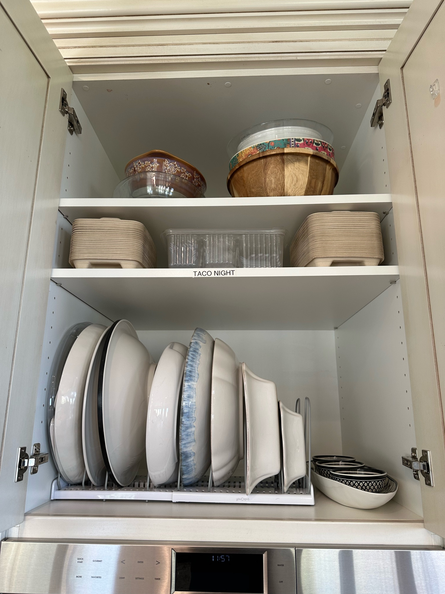 Our favorite way to store serving ware, baking ware, cutting boards, and more! Vertical dividers create great kitchen organization!  

#LTKHome #LTKFamily #LTKFindsUnder50