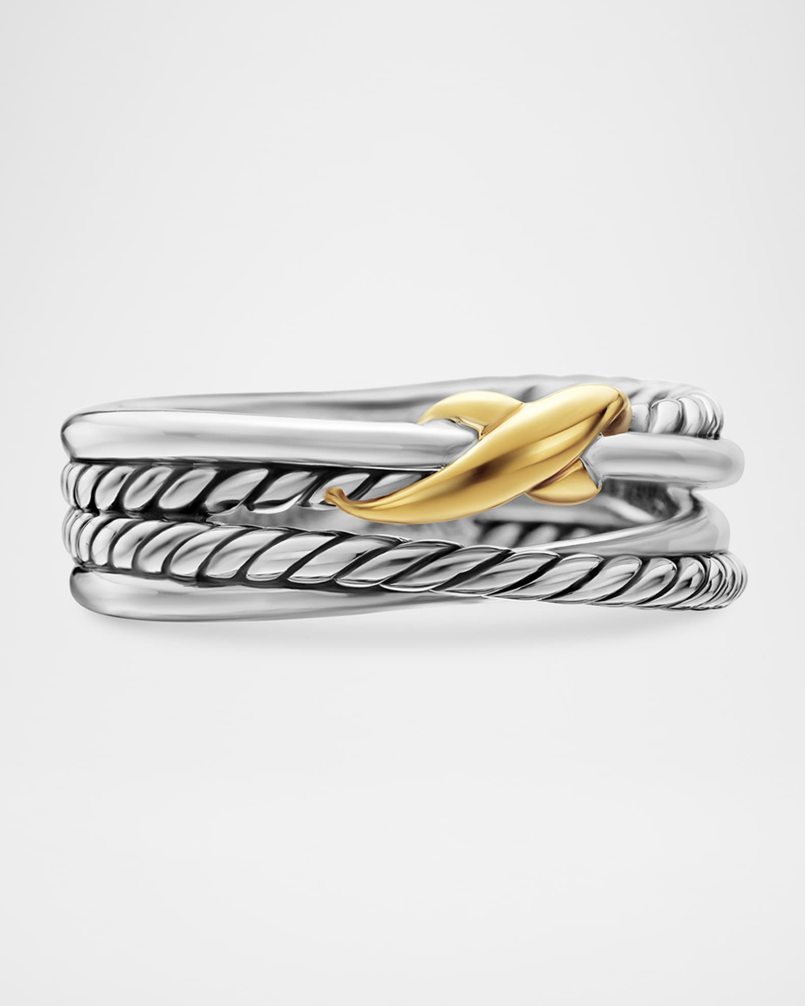 David Yurman X Crossover Ring in Silver with 18K Gold, 6mm | Neiman Marcus
