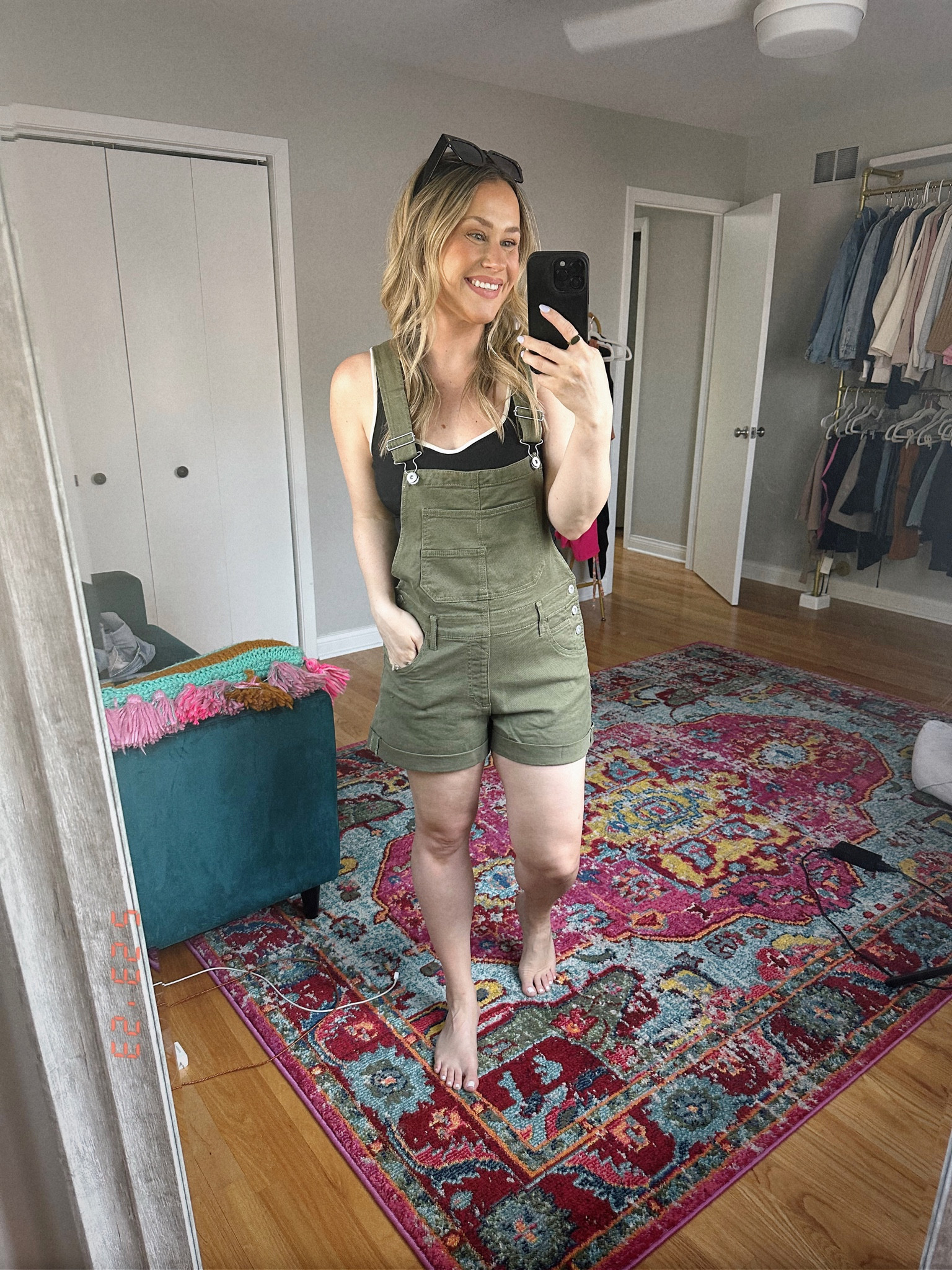 Summer outfit / overalls, these overalls would be perfect for a swimsuit coverup! black tank and amazon sunglasses 

#LTKunder50 #LTKstyletip #LTKswim