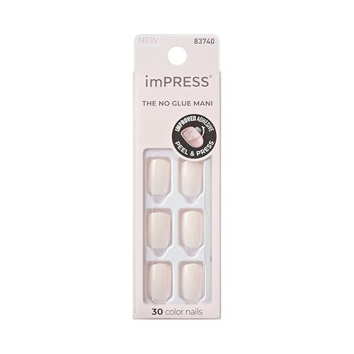 Kiss Impress No Glue Mani Press On Nails, Color, 'Point Pink', Pink, Short Size, Squoval Shape, Includes 30 Nails, Prep Pad, Instructions Sheet, 1 Manicure Stick, 1 Mini File | Amazon (US)