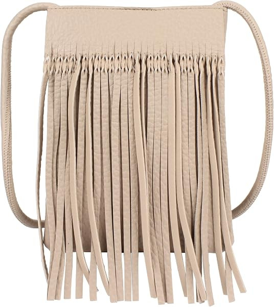 Women Mini Fringe Tassel PU Leather Hobo Cross body Bag Cell Phone Pouch Coin Purse Wallet | Amazon (US)