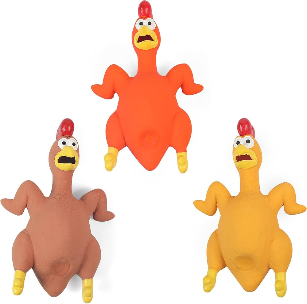 Rubber Chicken Dog Toy Squeak, 3 Pack Latex Screaming Chicken Dog Toys That Makes Noise, Funny Sq... | Amazon (US)