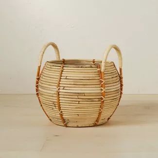 10" x 10.5" Round Rattan Basket with Handle Natural - Opalhouse™ designed with Jungalow™ | Target