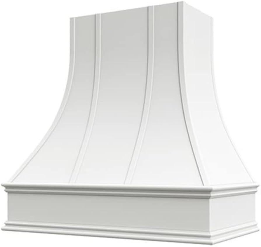 Riley & Higgs Curved Front White Range Hood Cover With Decorative Molding - Wall Mounted Wood Ran... | Amazon (US)