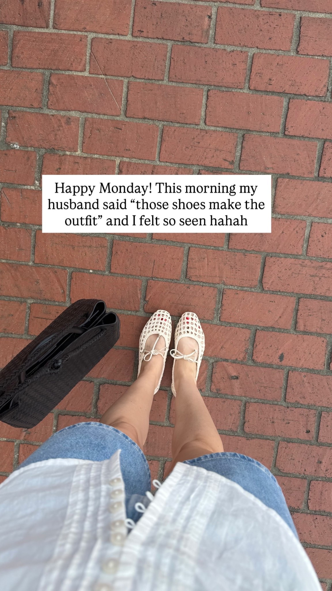 Happy Monday! This morning my husband said “those shoes make the outfit” and I felt so seen hahah

Sized down .5 and took a 6 in these Sam Edelman flats 

#balletflats #samedelman 

#LTKmomlife #LTKootd