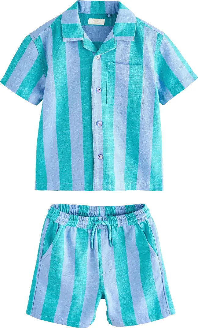 Kids' Stripe Short Sleeve Button-Up Shirt & Shorts Set | Nordstrom