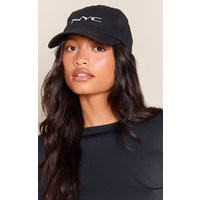 Black NYC Embroidered Cap | PrettyLittleThing UK