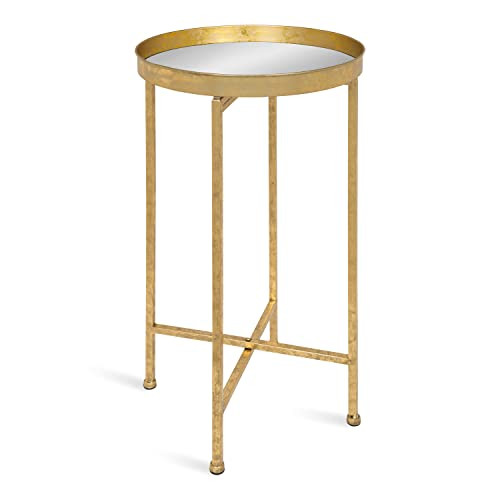Amazon.com: Kate and Laurel Celia Round Metal Foldable Accent Table with Mirror Tray Top, Gold : ... | Amazon (US)