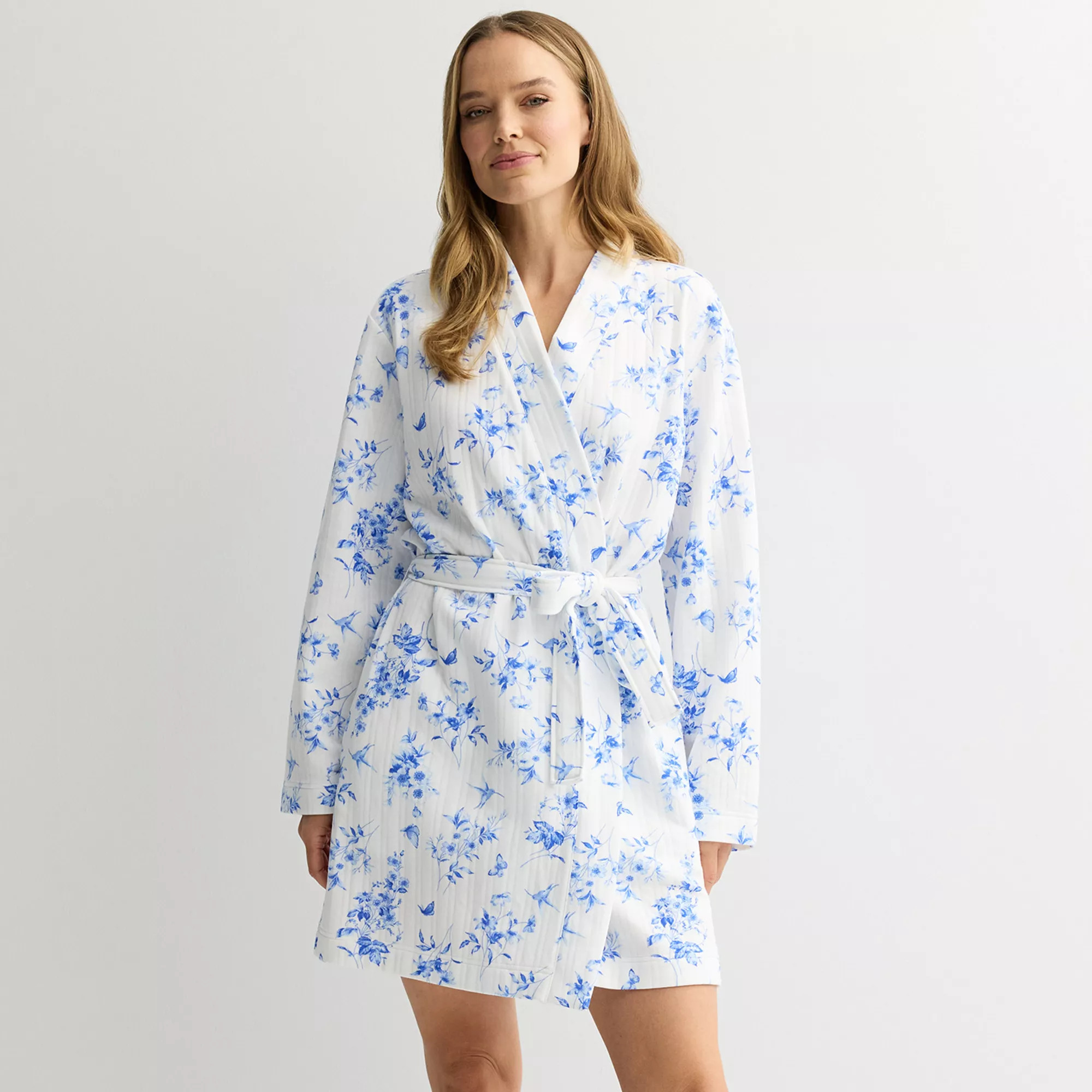 Women's Croft & Barrow® Quilted Knit Wrap Robe | Kohl's