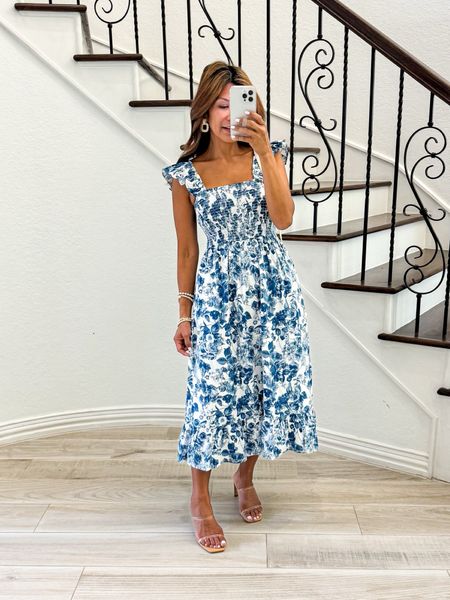 Easter dress, Vacation Outfit, destination wedding guest.
Outfit in XS tts, color is Blue Floral.
Sandals tts.
All accessories are linked.
Also perfect as cruise outfits and for baby and wedding showers. 
Amazon find, fashion over 40, affordable fashion, petite style, Mexico trip, Europe travel.

#LTKfindsunder50 #LTKshoecrush #LTKstyletip