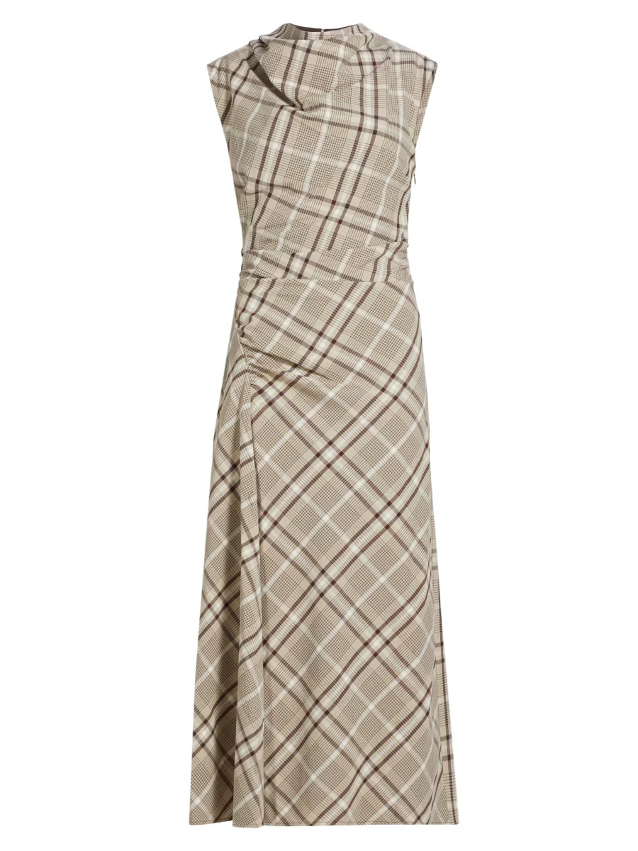 Shop SIMKHAI Burke Draped Midi-Dress | Saks Fifth Avenue | Saks Fifth Avenue