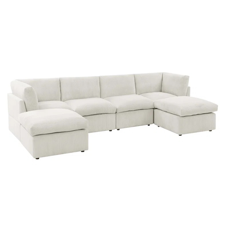 Annai 129" Wide Reversible Modular Corner Sectional with Ottoman | Wayfair North America