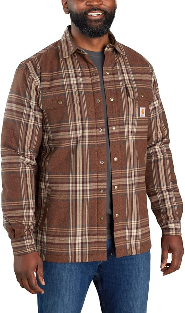 Carhartt Men's 105430 Relaxed Fit Flannel Sherpa-Lined Shirt Jac | Amazon (US)