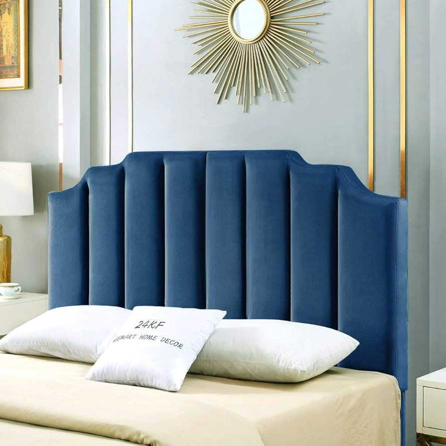 24KF Velvet Upholstered Tufted headboard Vertical Channel Design Queen/Full -Navy Blue | Amazon (US)