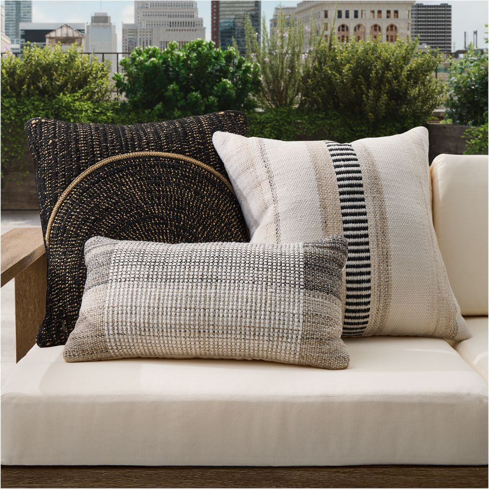 Outdoor Half Block Stripe Pillow Set | West Elm (US)