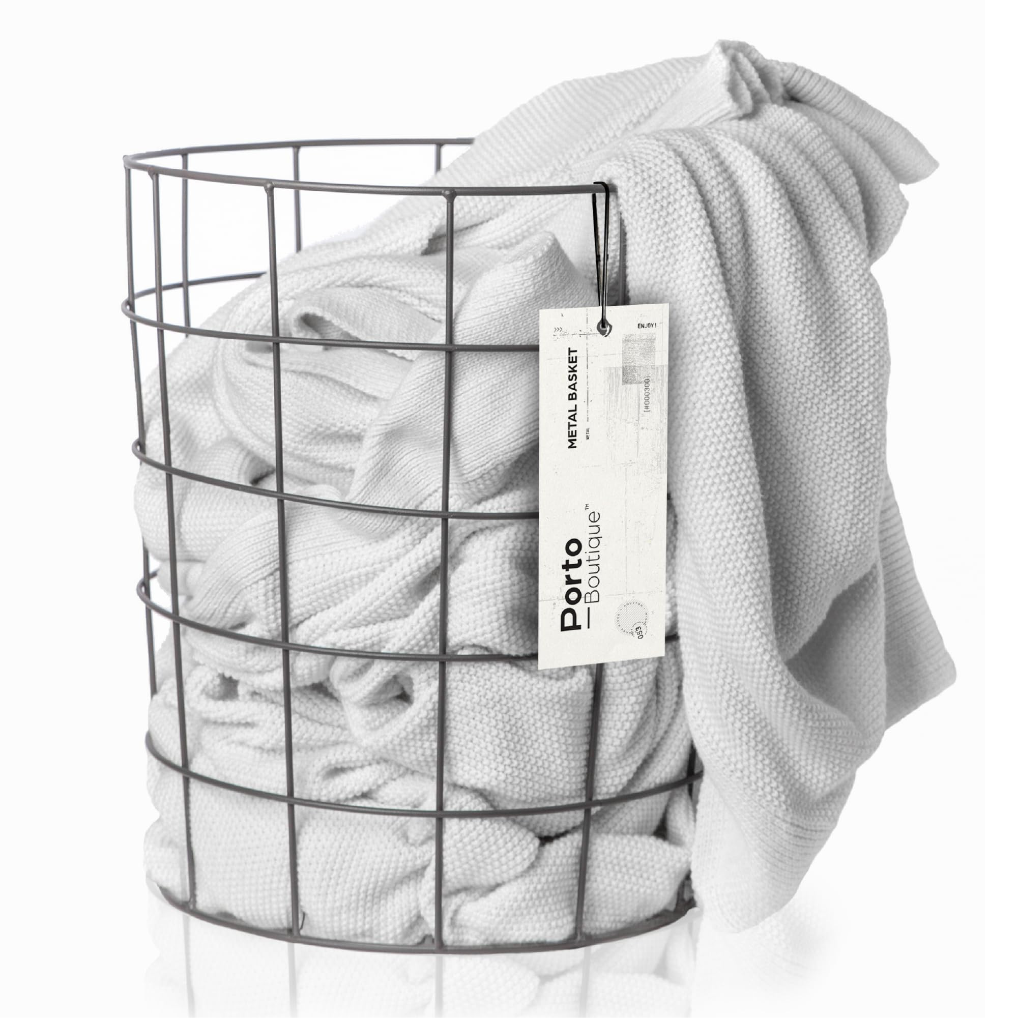 h 10'' w 9.5'' Round Metal Laundry Basket - Wire Hamper for Blankets, Towels, and More - Indoor a... | Amazon (US)