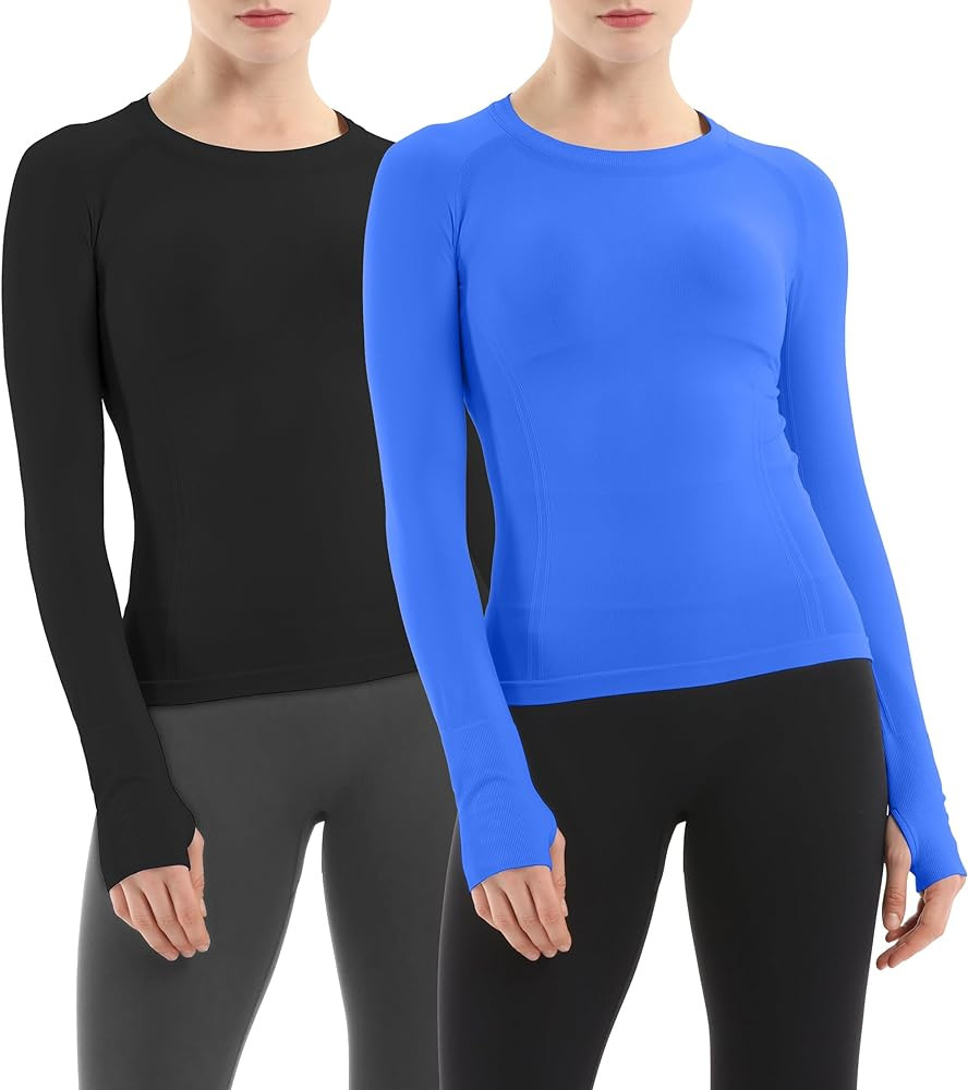 MathCat Seamless Workout Shirts for Women Long Sleeve Yoga Running Shirt Breathable Athletic Tops... | Amazon (US)
