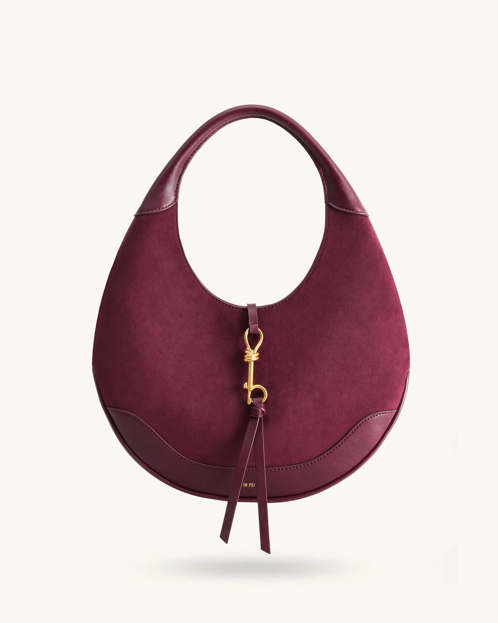 Colette Faux Suede Crescent Hobo Bag - Deep Claret | JW PEI US