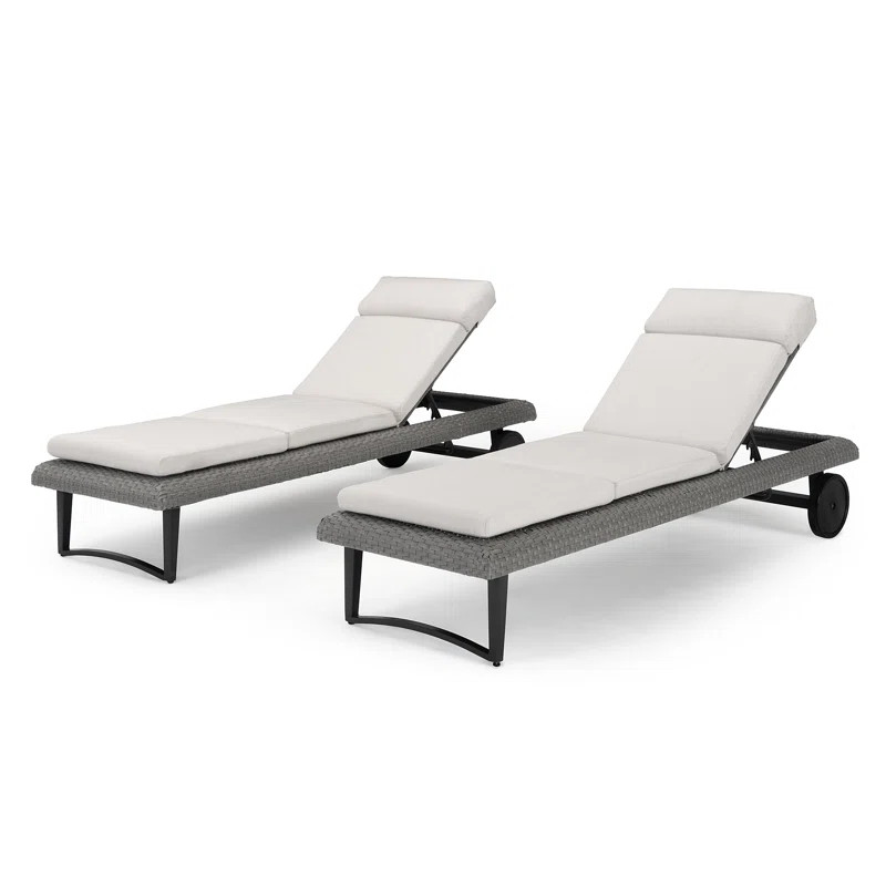 Deleon 83'' Long Reclining Chaise Lounge Set Sunbrella with Cushions | Wayfair North America