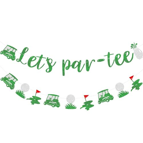 Generic Let's Par Tee Banner, Tee Banner Golf Themed Birthday Party Decoration, Golf Themed Retirement Party Decorations，Green Glitter | Amazon (US)