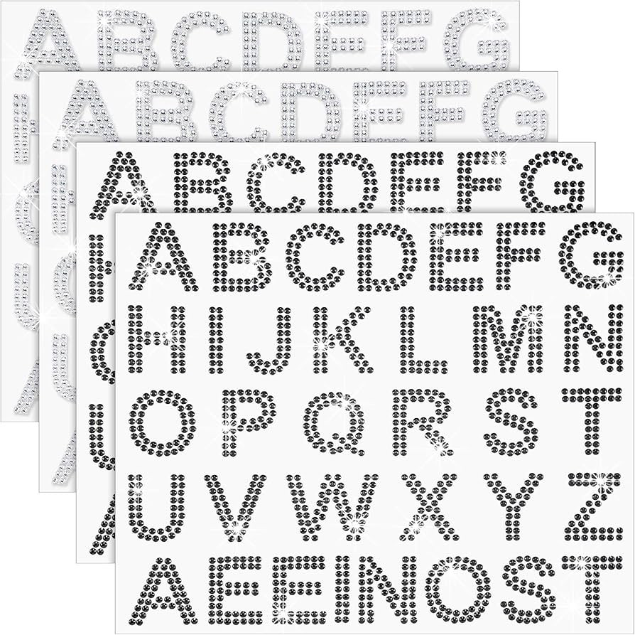 Zonon 136 Pieces Rhinestone Iron-on Letter Large Glitter Bling Alphabet Sticker Crystal Gemstone ... | Amazon (US)