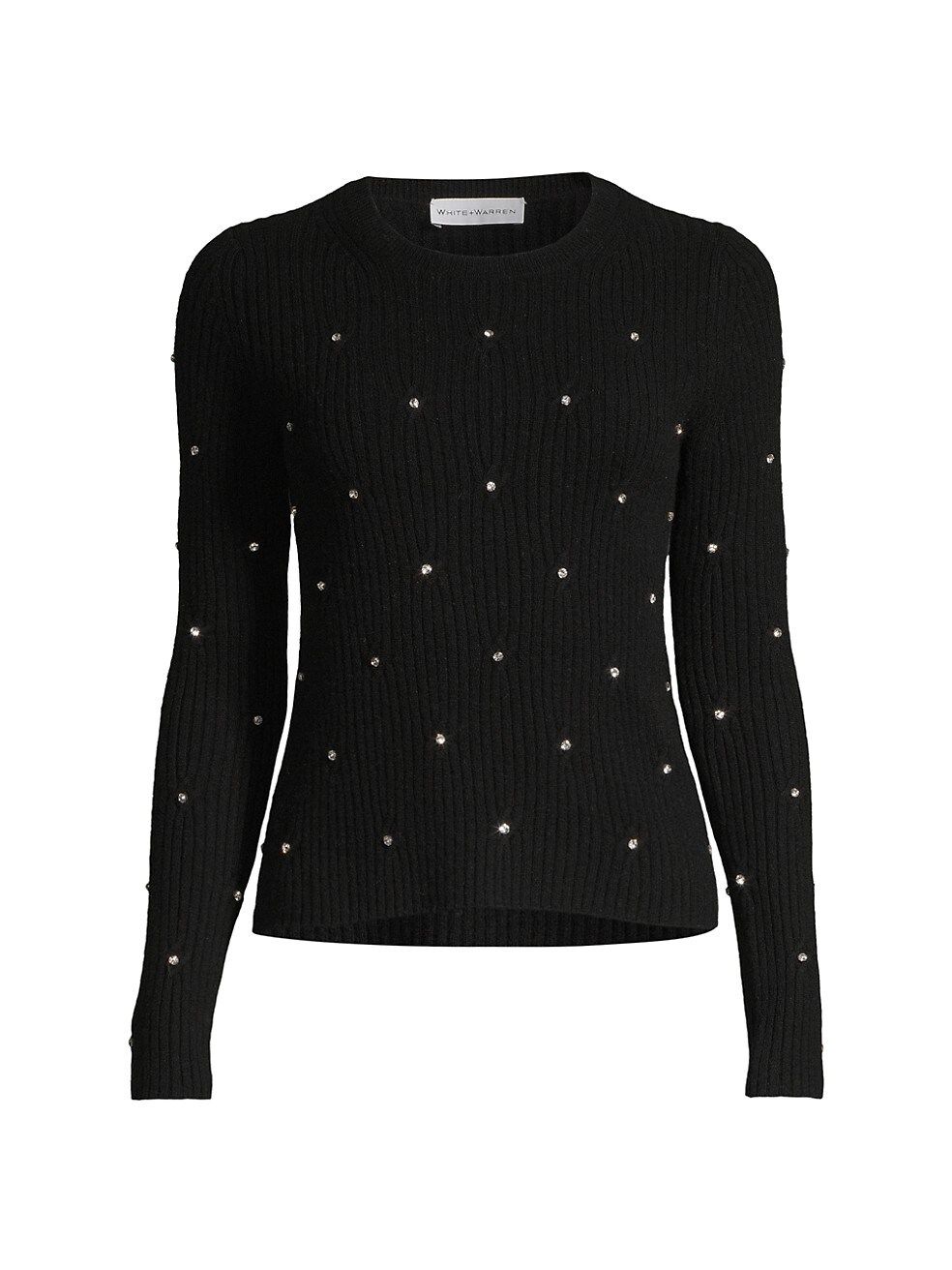 White + Warren Cashmere Embellished Sweater | Saks Fifth Avenue